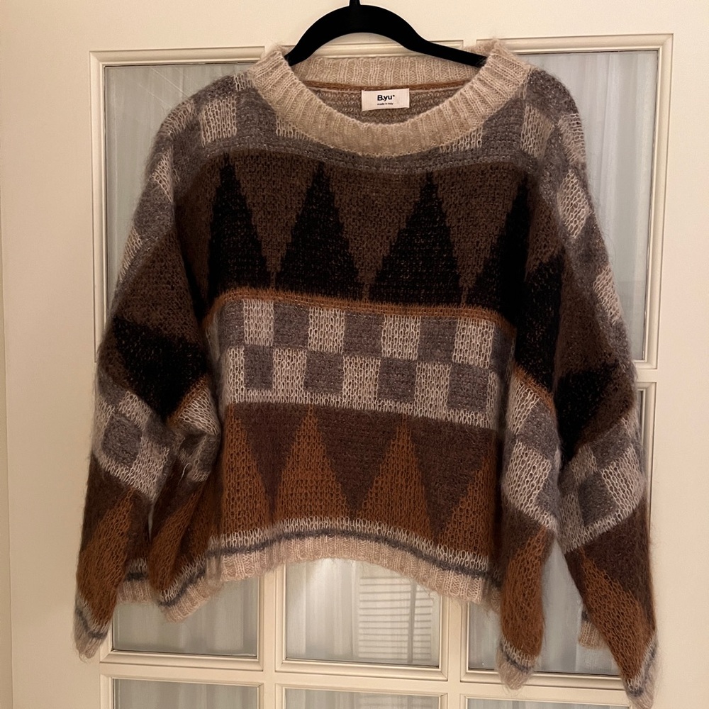 B.YU loose knit  color block sweater NWT